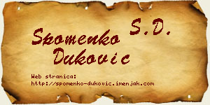 Spomenko Duković vizit kartica